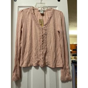 Pink blouse with lace detail